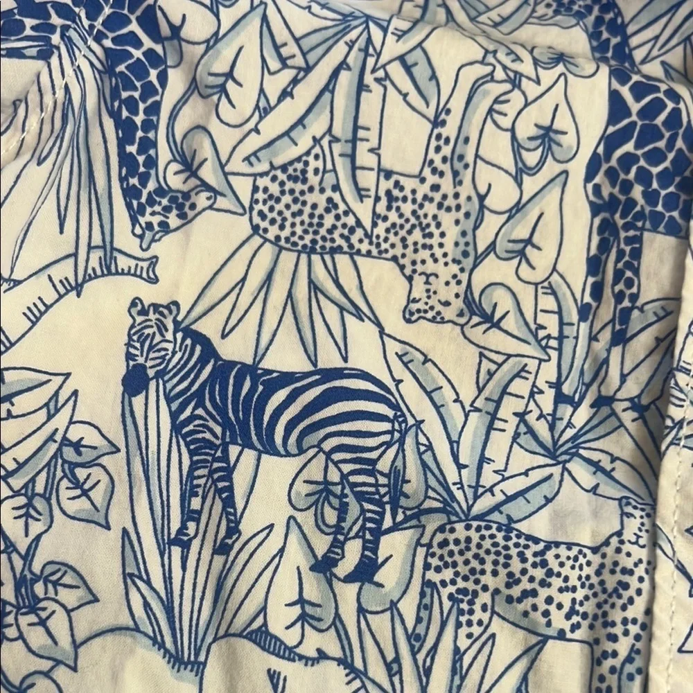 Carter's Blue and White Button Down Jungle Print